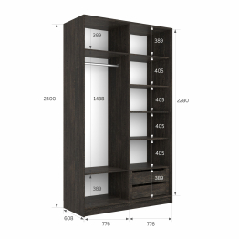 Шкаф-купе Эста Стекло черно+Стекло черное 160х66х240