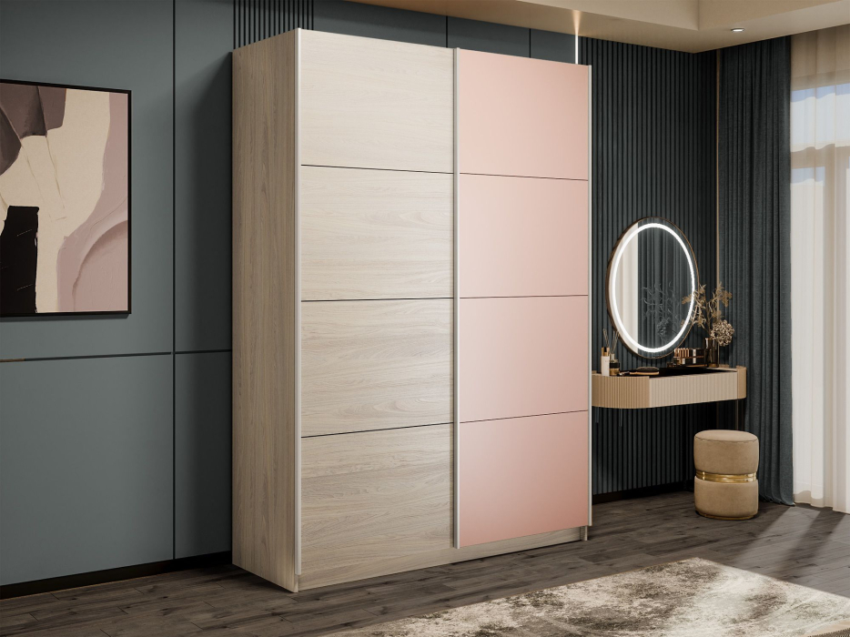 Шкафы-купе 2-х дверные, Шкаф-купе Прайм 2-х дверный ДСП/Стекло пудра/Доводчики 160х57х230