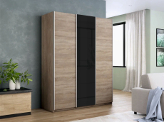 Шкафы-купе 3-х дверные, Шкаф-купе Прайм 3-х дверный ДСП/Стекло черное/Доводчики 180х57х230