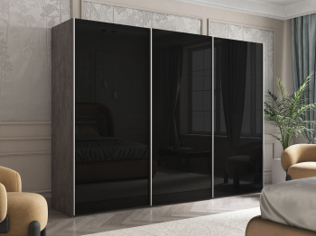 Шкаф Эста трио Стекло черное 2400 х 2700 х 660