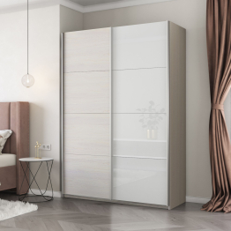 Шкаф-купе Прайм 2-х дверный ДСП/Стекло белое/Доводчики 160х57х230