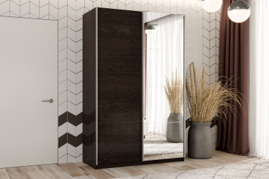 Шкаф-купе Smart 1224 2х дверный (фасады ЛДСП,зеркало) профиль серебро