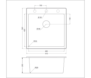 Гранитная мойка EMQ-1510.Q