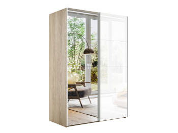 Шкаф Эста дуо Стекло белое/зеркало 2400 х 2000 х 660