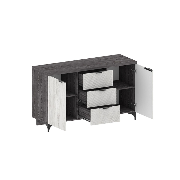 Комоды, Комод Шаде КМ-2902, черный ясень, санторини белый