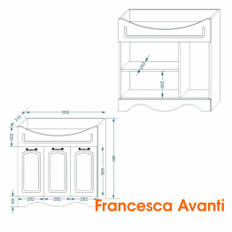 Тумба с раковиной Francesca Avanti Империя 90, 3 двери (ум. Classic 90)