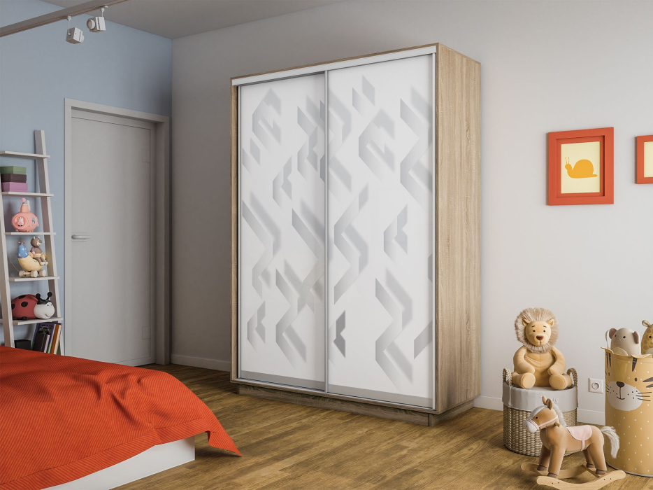 Шкафы-купе 2-х дверные, Шкаф-купе Экспресс 2-х дверный Фотопечать Ленты Стекла 160х45х220