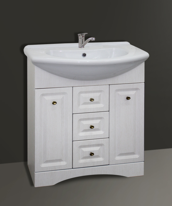 Тумбы с раковиной для ванны, Тумба Классика 75 (белое золото) раковина Модерн 75