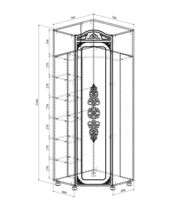 Угловые шкафы, Шкаф угловой Ассоль АС-522К