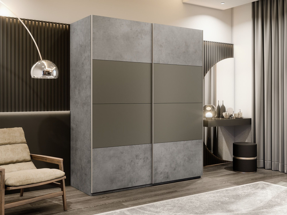 Шкафы-купе 2-х дверные, Шкаф-купе Эста 2-х дверный ДСП/Стекла хаки/Доводчик 160х66х240