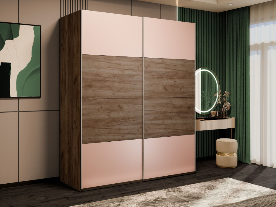 Шкафы-купе 2-х дверные, Шкаф-купе Эста 2-х дверный ДСП/Стекла пудра/Доводчик 200х66х240