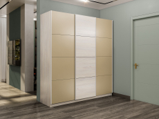 Шкафы-купе 3-х дверные, Шкаф-купе Прайм 3-х дверный Стекла фисташка/ДСП/Доводчики 180х57х230