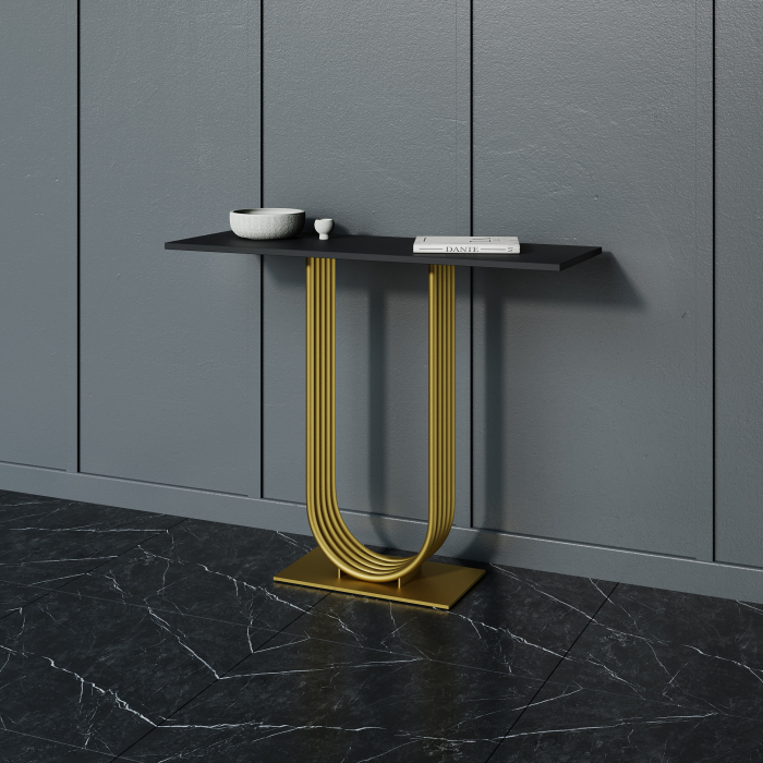 Журнальные столики, Стол консольный с металлическим подстольем ARFEO (Золотой) 80*35*100