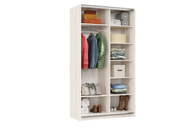 Шкаф-купе Smart 1222 2х дверный (фасады ЛДСП,зеркало) профиль серебро