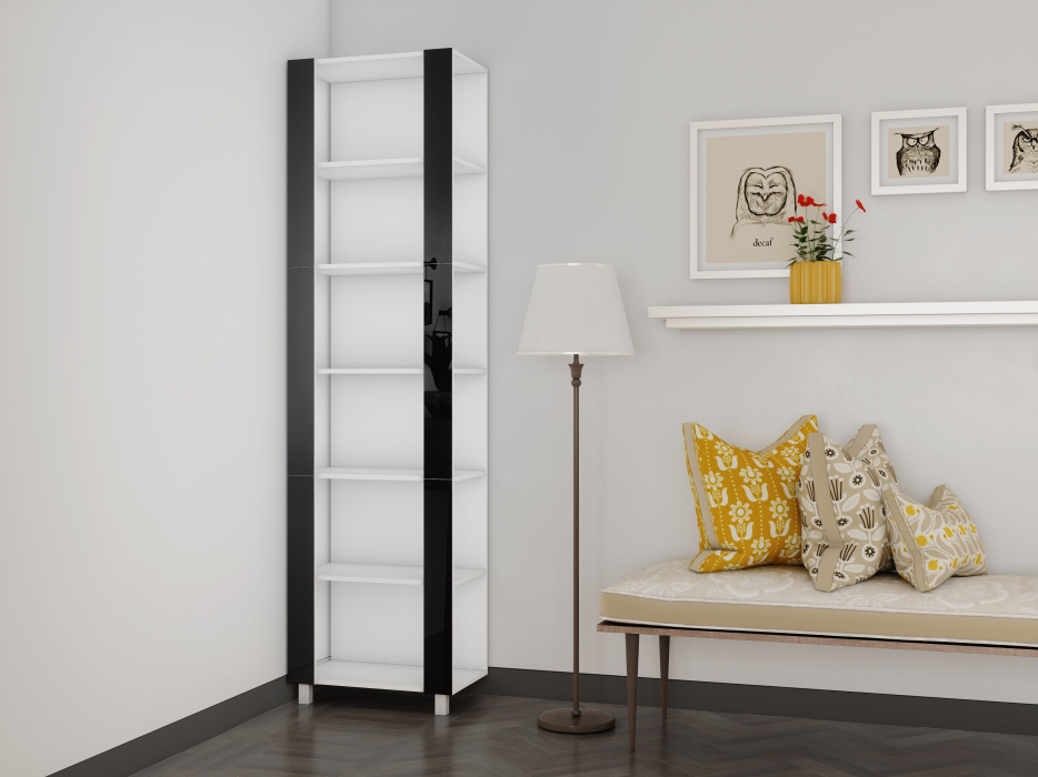 Открытые, Стеллаж модульный Универсальный 35х60х220 Черное стекло