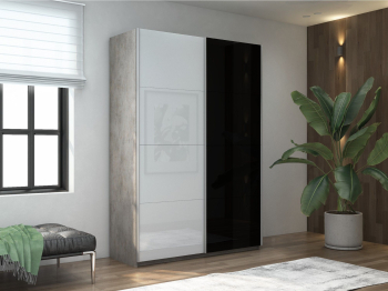 Шкаф-купе Прайм 2-х дверный Стекло белое/Стекло черное/Доводчики 160х57х230