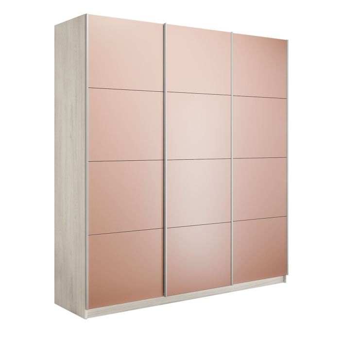 Шкафы-купе 3-х дверные, Шкаф-купе Прайм Широкий 3-х дверный Стекла пудра/Доводчики 240х57х230