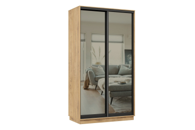 Шкаф-купе Премьер 10 (01ЗГ;01ЗГ) фасады зеркало графит/двухдверный/Профиль чёрный муар