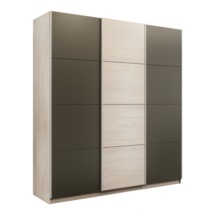 Шкафы-купе 3-х дверные, Шкаф-купе Прайм Широкий 3-х дверный Стекла хаки/ДСП/Доводчики 240х57х230