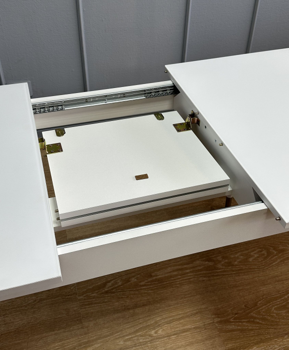 Обеденные столы, Стол Kenner K1100 раздвижной, стекло белое сатин