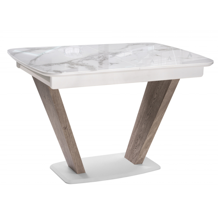 Обеденные столы, Стол Петир 120 дуб с пилением / белая шагрень