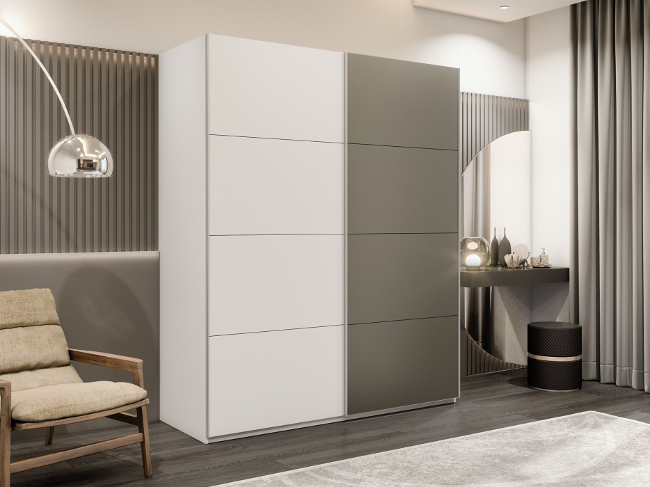 Шкафы-купе 2-х дверные, Шкаф-купе Эста 2-х дверный ДСП/Стекла хаки/Доводчик 160х66х240