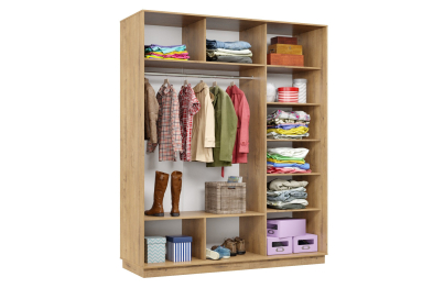 Шкаф-купе Премьер 22 (11ЗБ;11ЗБ;11ЗБ) фасады зеркало бронза/трёхдверный/Профиль чёрный муар