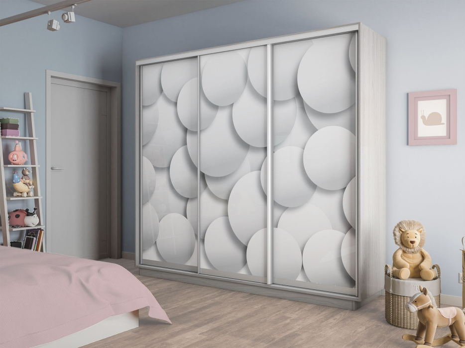 Шкафы-купе 3-х дверные, Шкаф-купе Экспресс 3-х дверный Фотопечать Шары Стекла 240х60х220