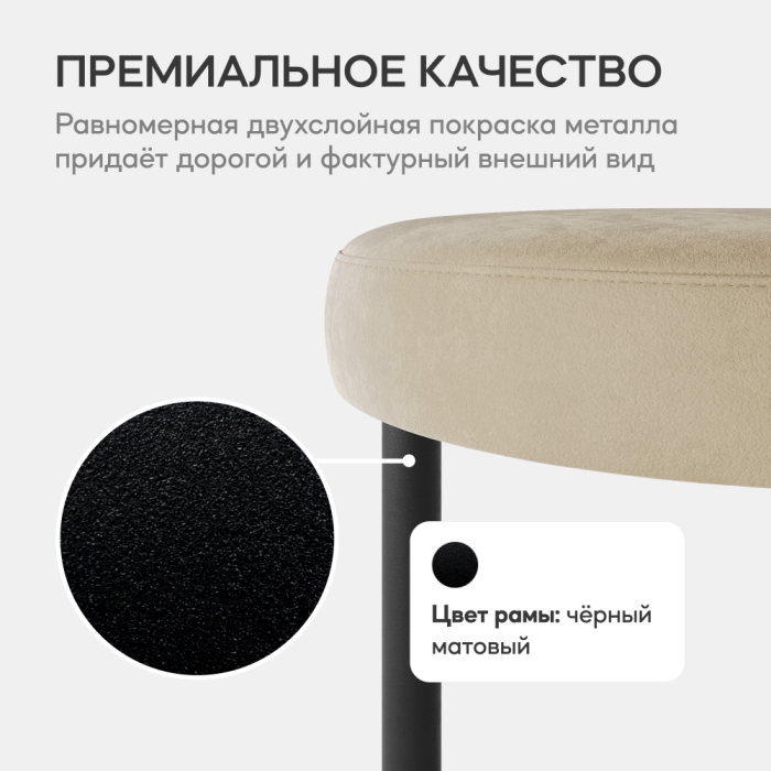 Пуфы дизайнерские, Пуф с металлическим каркасом HORSIX (Черный)