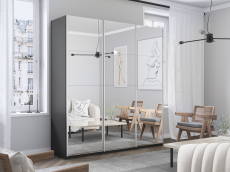 Шкафы-купе 3-х дверные, Шкаф-купе Широкий Прайм 3-х дверный Зеркала/Доводчики 240х57х230