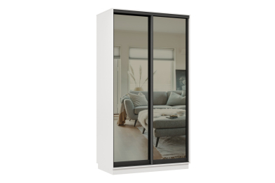 Шкаф-купе Премьер 04 (01ЗГ;01ЗГ) фасады зеркало графит/двухдверный/Профиль чёрный муар