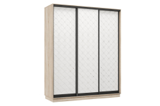 Шкафы-купе 3-х дверные, Шкаф-купе Премьер 23 (01РБ;01РБ;01РБ) фасады ромб белый/трёхдверный/Профиль чёрный муар