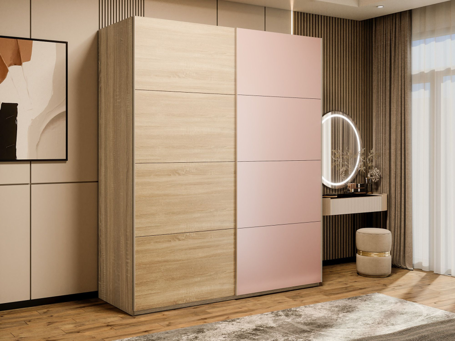 Шкафы-купе 2-х дверные, Шкаф-купе Эста 2-х дверный ДСП/Стекла пудра/Доводчик 180х66х240
