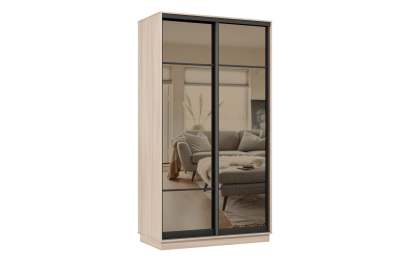 Шкаф-купе Премьер МИНИ 03 (11ЗБ;11ЗБ) фасады зеркало бронза/двухдверный/Профиль чёрный муар