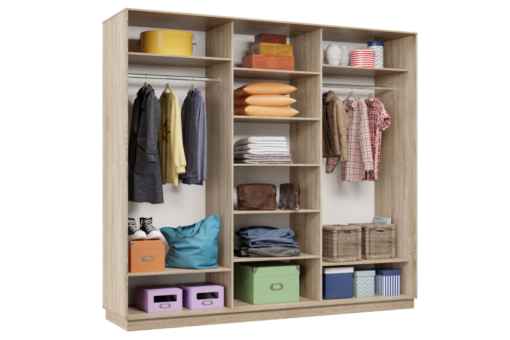 Шкафы-купе 3-х дверные, Шкаф-купе Премьер Лайт 54 (05;05;05) трехдверный