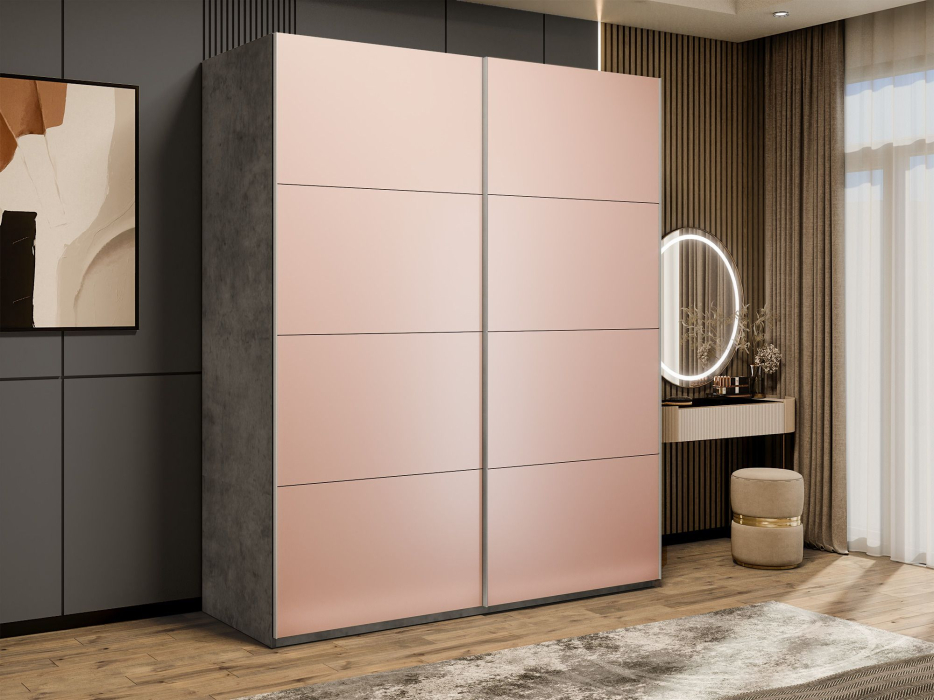 Шкафы-купе 2-х дверные, Шкаф-купе Эста 2-х дверный Стекла пудра/Доводчик 180х66х240