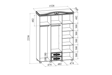 Шкаф трёхстворчатый с зеркалом Ассоль АС-27