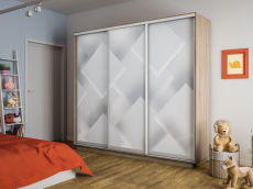 Шкафы-купе 3-х дверные, Шкаф-купе Экспресс 3-х дверный Фотопечать Квадрат Стекла 180х45х220