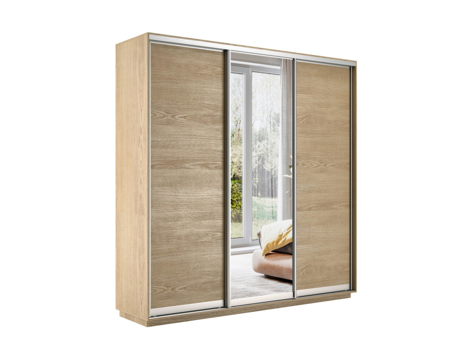 Шкафы-купе 3-х дверные, Шкаф-купе Экспресс Медиум (1 зеркало) трио 2200 x 2400 x 450