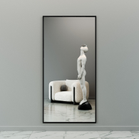 Зеркала в спальню, Дизайнерское настенное напольное зеркало GENGLASS Halfeo XL в металлической раме