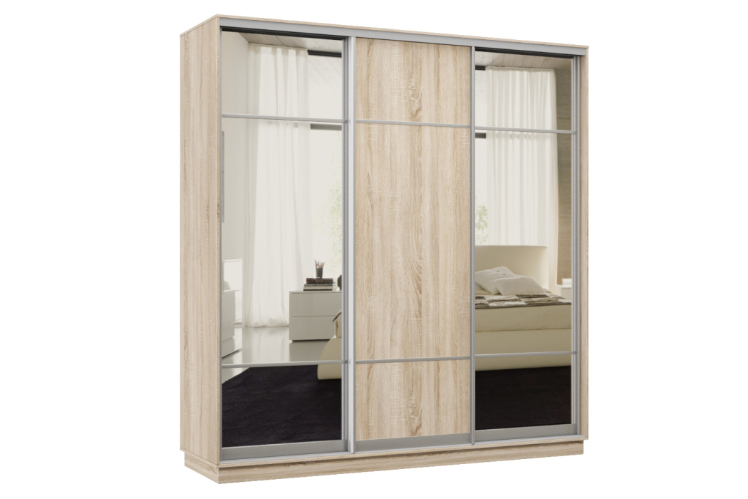 Шкафы-купе 3-х дверные, Шкаф-купе Премьер Лайт 25 (11;08;11) трехдверный