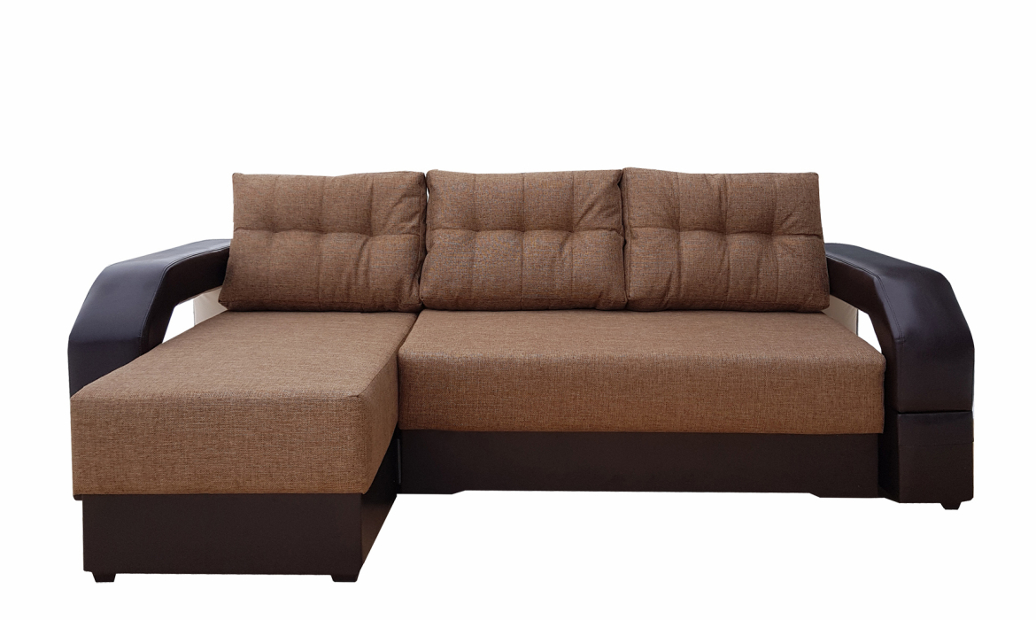 Диваны угловые, Диван угловой Манчестер 150 с подсветкой, левый рогожка/экокожа