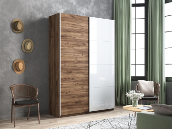 Шкаф-купе Прайм 2х дверный ДСП/Белый Глянец 160х57х230