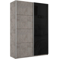 Шкафы-купе 2-х дверные, Шкаф-купе Прайм 2х дверный ДСП/Стекло черное 140х57х230