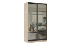 Шкафы-купе 2-х дверные, Шкаф-купе Премьер 01 (11ЗГ;11ЗГ) фасады зеркало графит/двухдверный/Профиль чёрный муар