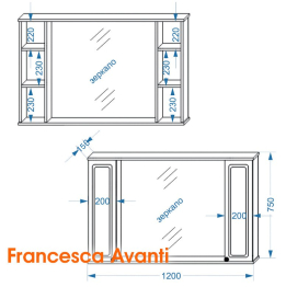 Шкаф-зеркало Francesca Avanti Империя 120, 2 шкафа