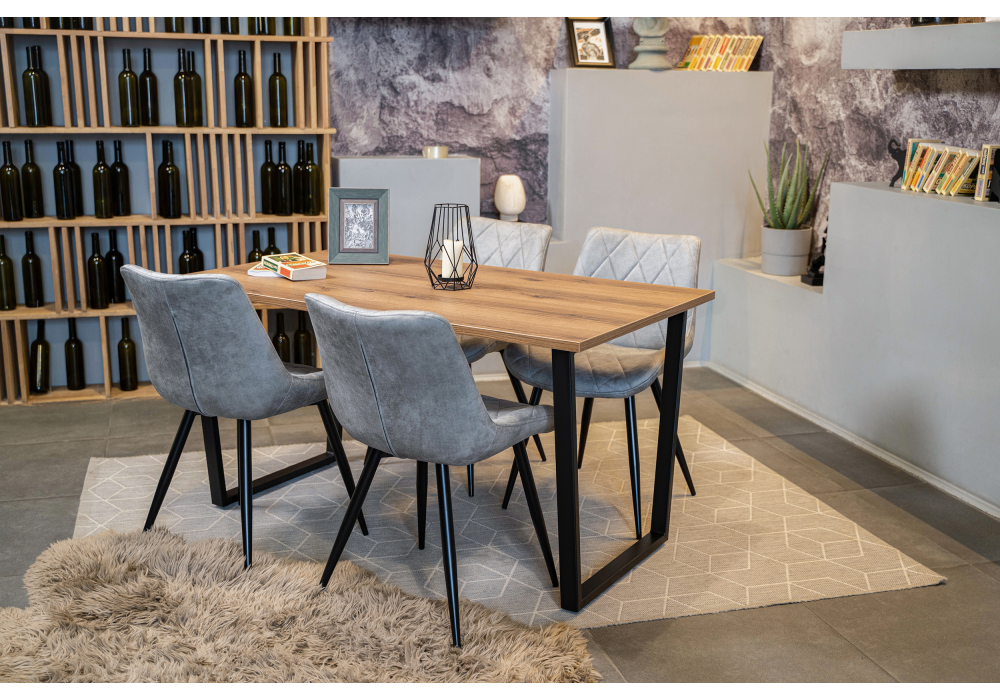 Обеденные столы, Стол деревянный Лота Лофт 140 25 мм (матовый черный)