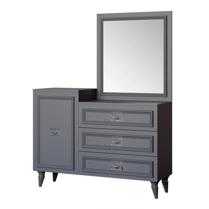 Комоды, Комод Валенсия 120х42x90 см серебро