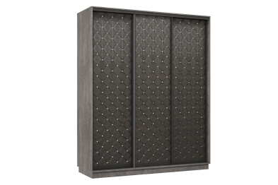 Шкаф-купе Премьер 23 (01РЧ;01РЧ;01РЧ) фасады ромб чёрный/трёхдверный/Профиль чёрный муар