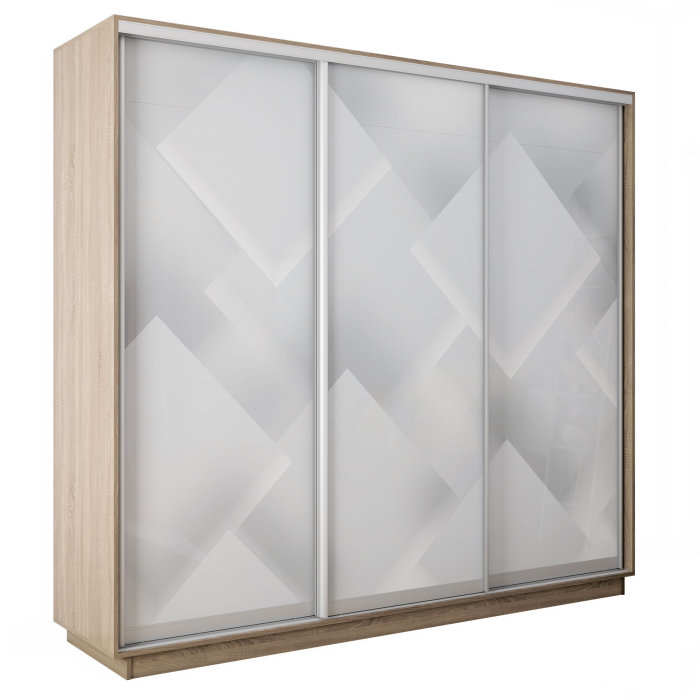 Шкафы-купе 3-х дверные, Шкаф-купе Экспресс 3-х дверный Фотопечать Квадрат Стекла 180х45х240